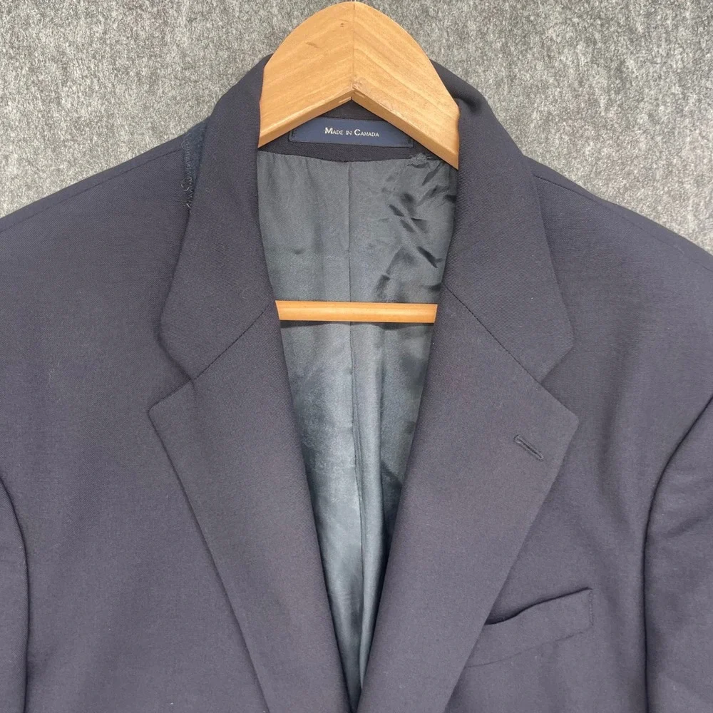 Chaps Ralph Lauren Mens 48L Navy Blue 100% Wool Blazer Gold Crest Buttons Canada
